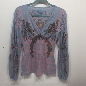 Butterfly dropout. Handmade long sleeve blouse